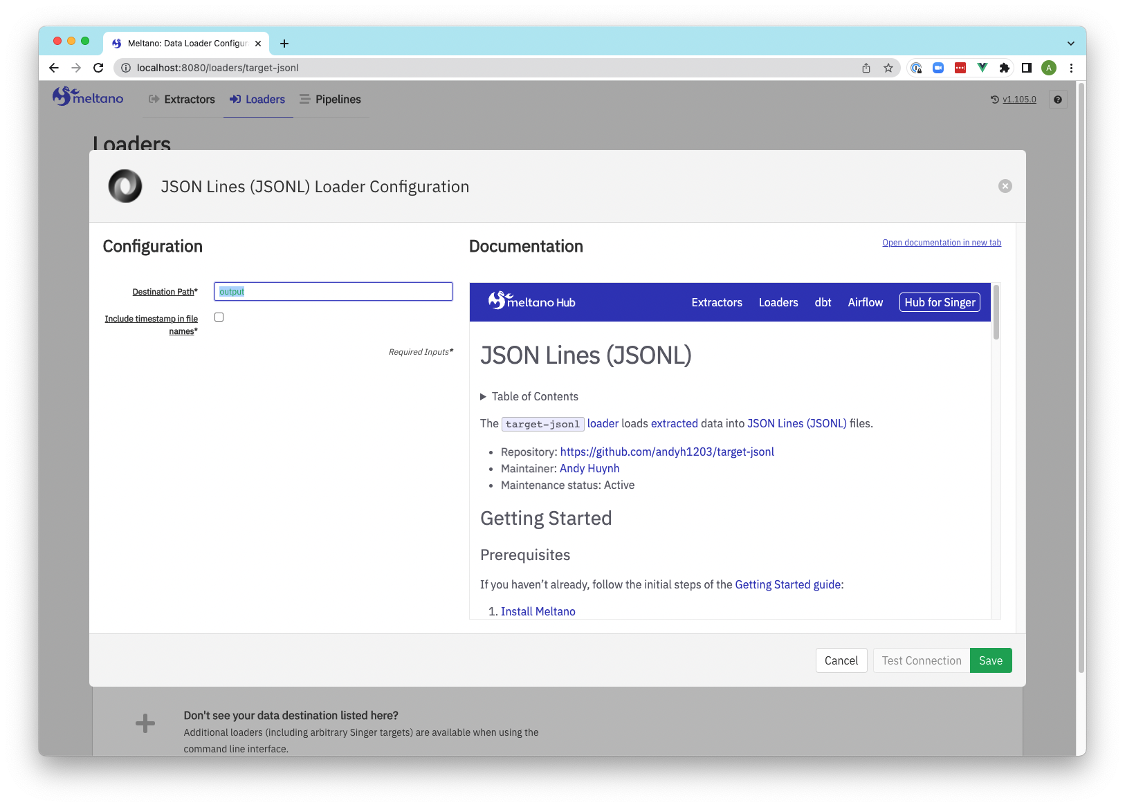 Loaders configuration interface